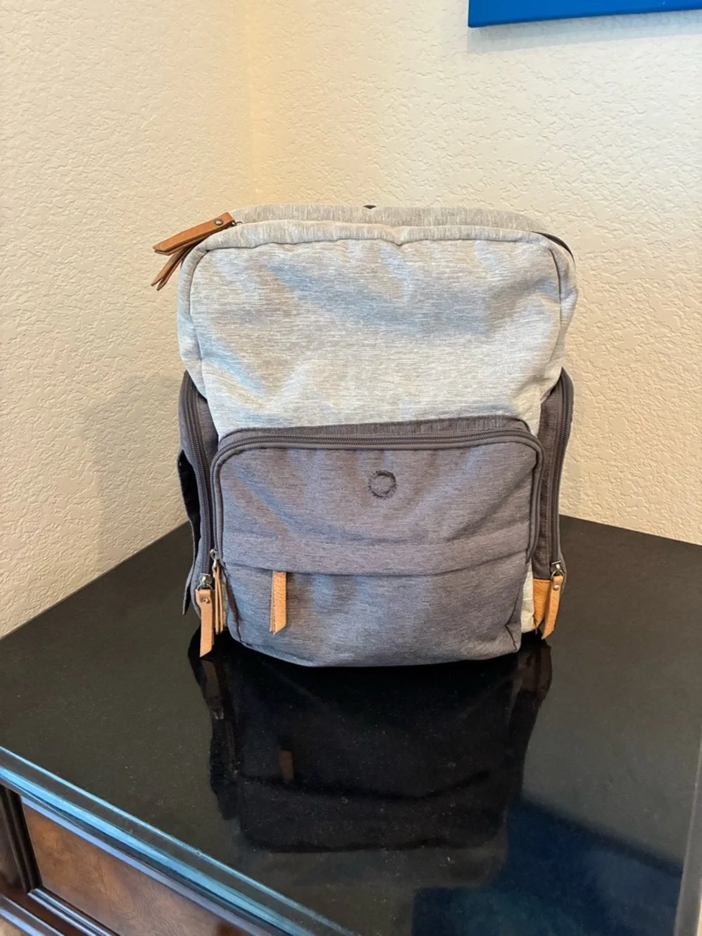 Eddie Bauer First Adventure Diaper Bag Backpack Gray/Tan Unisex Travel Bag